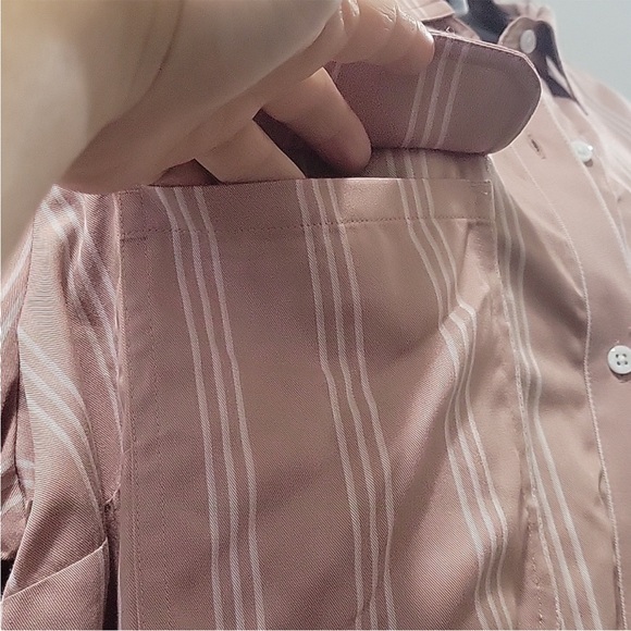 NWT RW&CO Women's XL Dual Pocket Long-sleeved Stripped Blouse Shirt Top - Picture 4 of 10